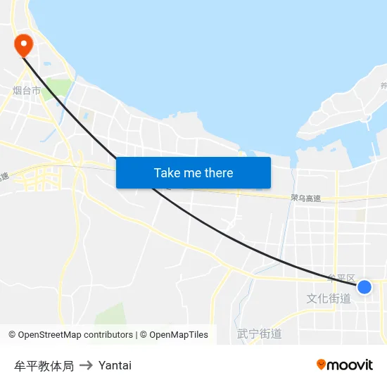 Muping Education Bureau to Yantai map