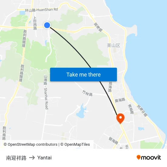 South Yingxiang Road to Yantai map