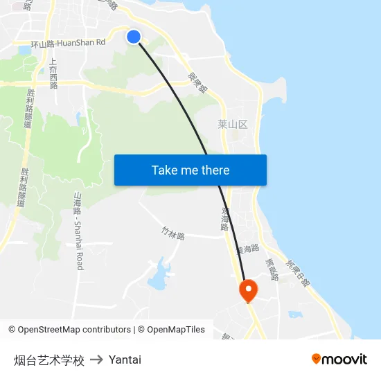 Yantai Art School to Yantai map