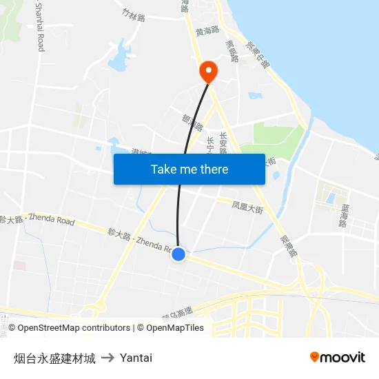 Yantai Yongsheng Building Materials City to Yantai map