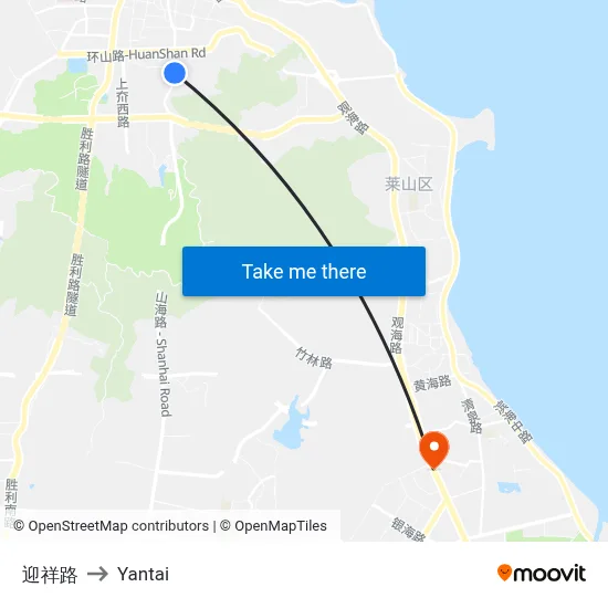 Ying Xiang Road to Yantai map