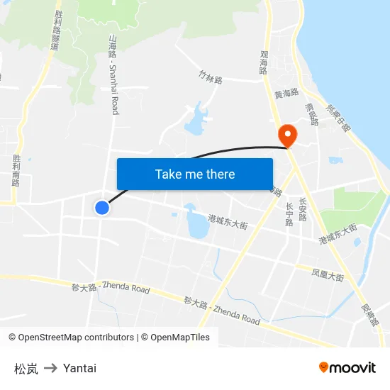 Songlan to Yantai map
