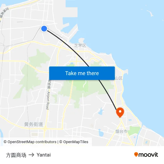 Fangyuan Mall to Yantai map