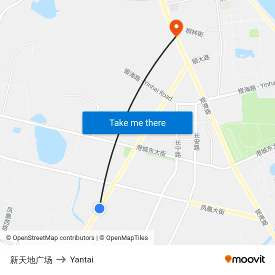 Xintiandi Plaza to Yantai map
