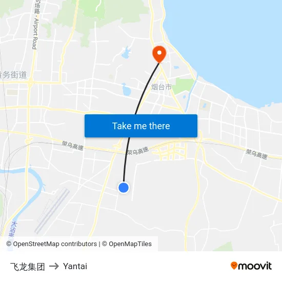 飞龙集团 to Yantai map