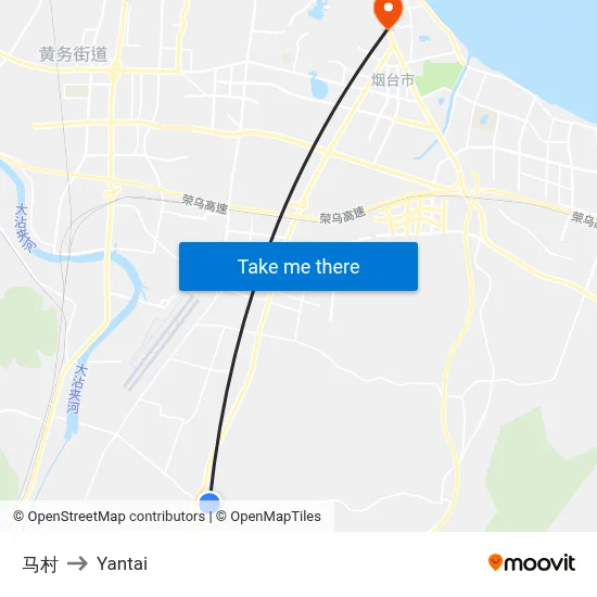 Ma Village to Yantai map