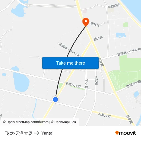 Flying Dragon Tianrun Building to Yantai map