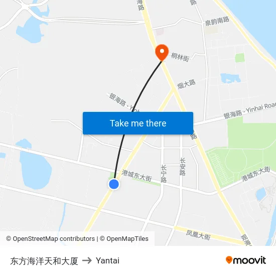 东方海洋天和大厦 to Yantai map