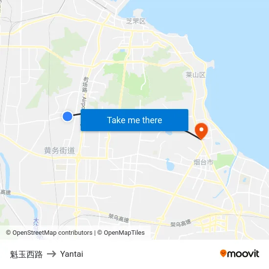 魁玉西路 to Yantai map