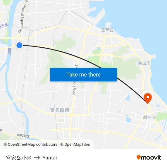 Gongjiadao Residential Area to Yantai map