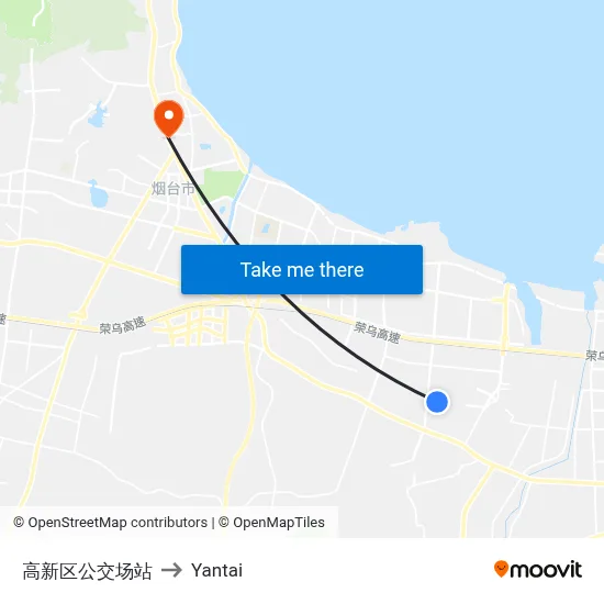 High-Tech Zone Bus Station to Yantai map