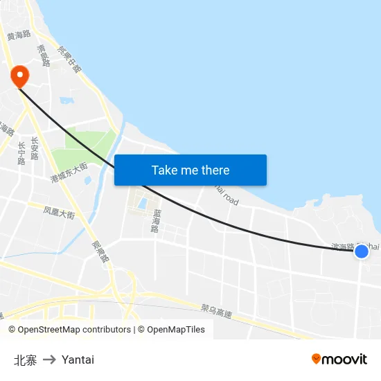 Beizhai to Yantai map