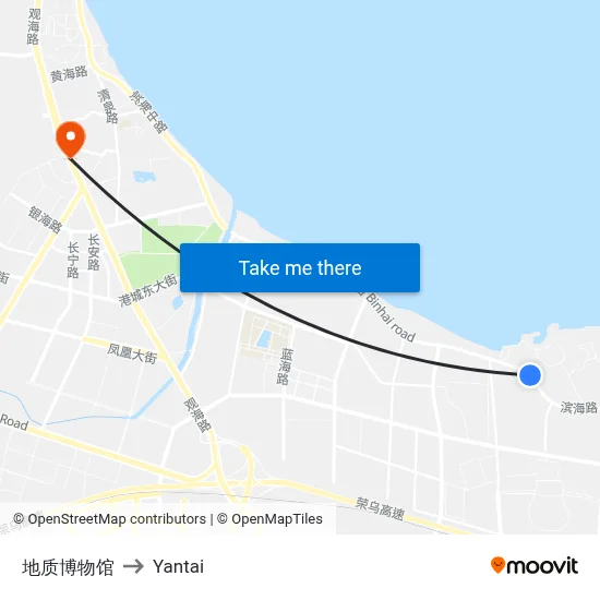 Geological Museum to Yantai map