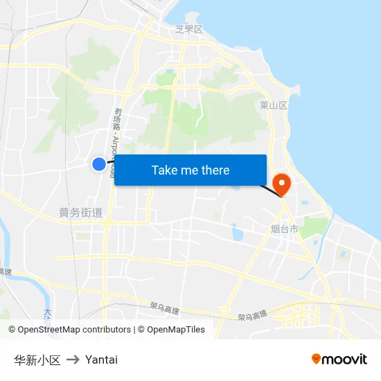 Huaxin Residential Area to Yantai map