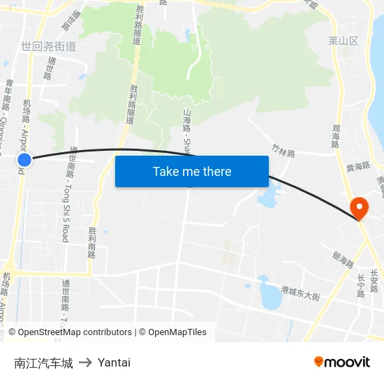 南江汽车城 to Yantai map
