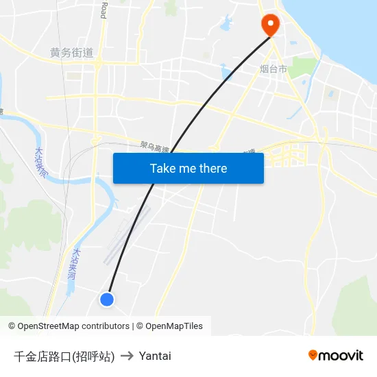 Qianjin Store Junction (Request Stop) to Yantai map