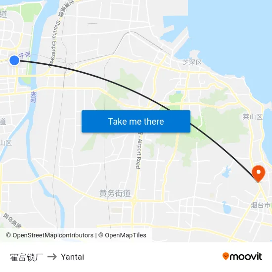霍富锁厂 to Yantai map