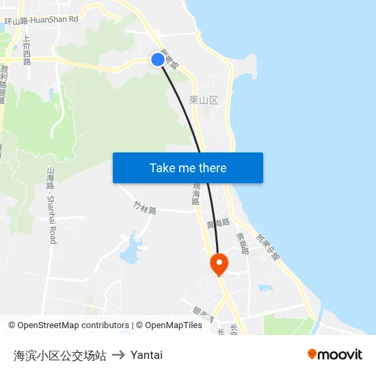 Haibin Community Bus Terminal to Yantai map