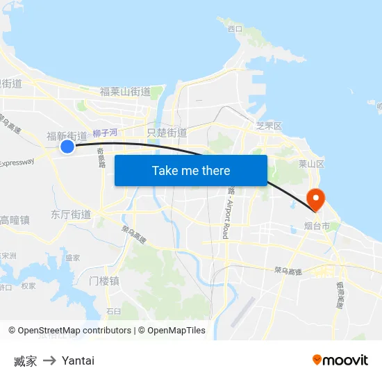 Zang Family to Yantai map