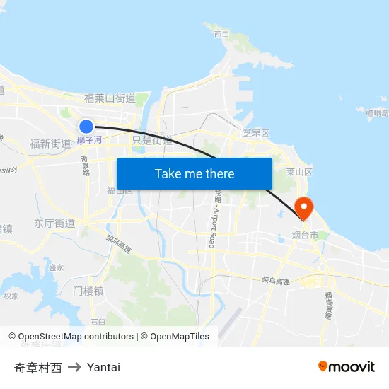 奇章村西 to Yantai map