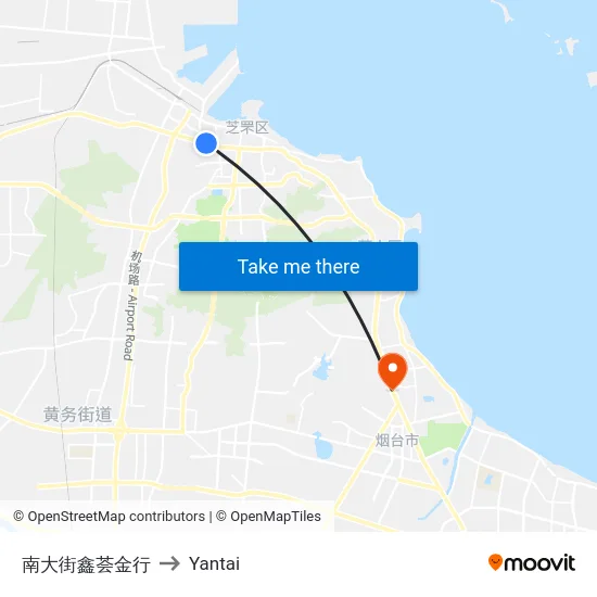 南大街鑫荟金行 to Yantai map