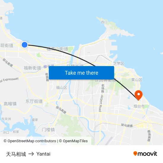 天马相城 to Yantai map