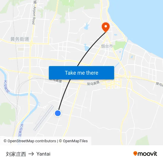 刘家庄西 to Yantai map