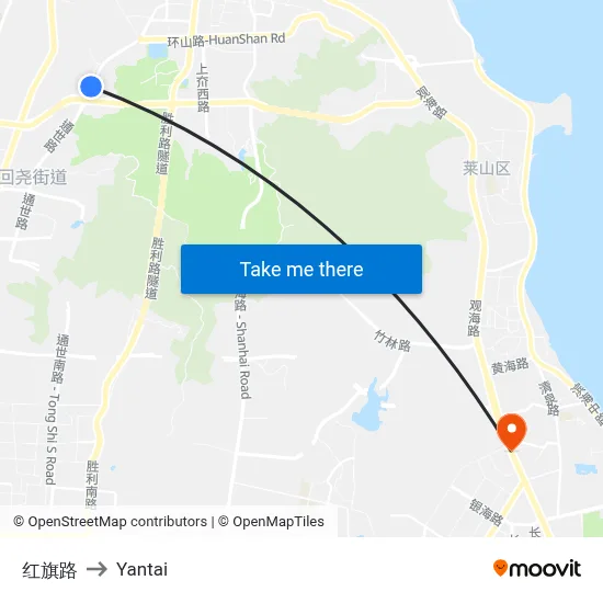 Hongqi Road to Yantai map