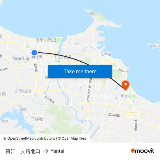 Yongjiang First Branch Road North to Yantai map