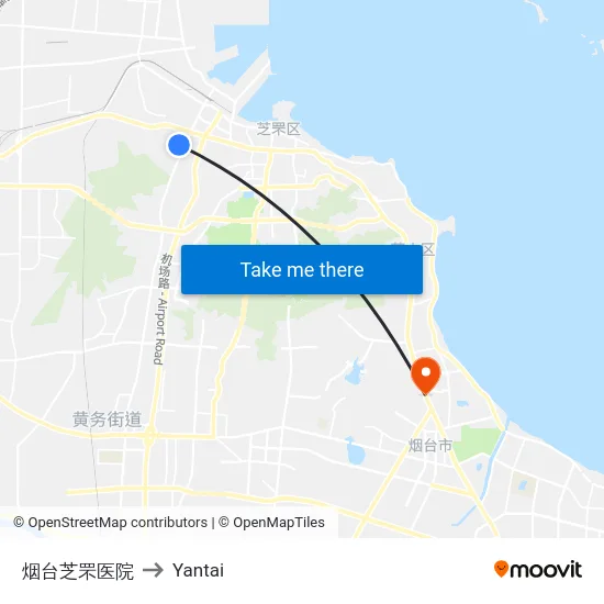 烟台芝罘医院 to Yantai map