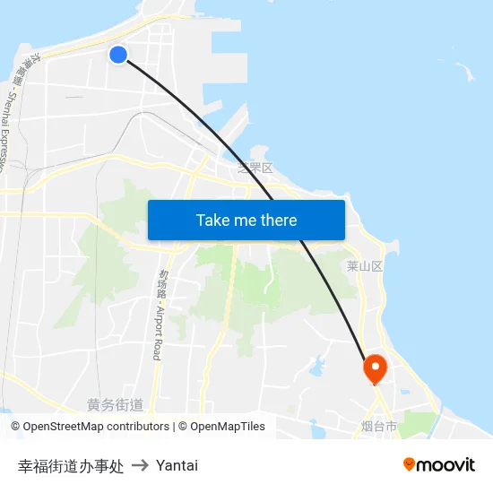Happiness Street Office to Yantai map