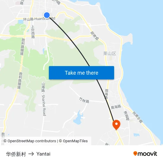 Overseas Chinese New Village to Yantai map