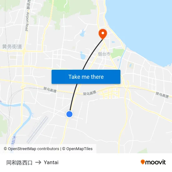 Tonghe Road West Entrance to Yantai map