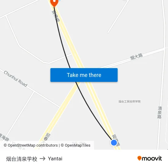 Yantai Qingquan School to Yantai map