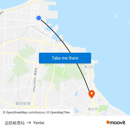 Border Checkpoint to Yantai map