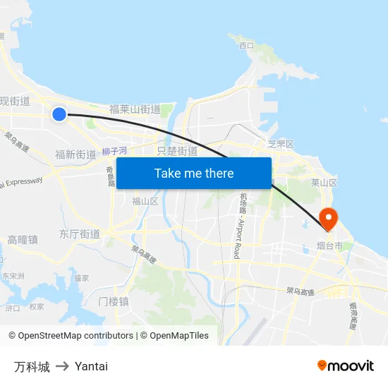 万科城 to Yantai map