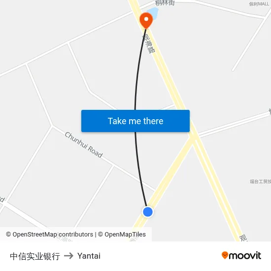 CITIC Industrial Bank to Yantai map