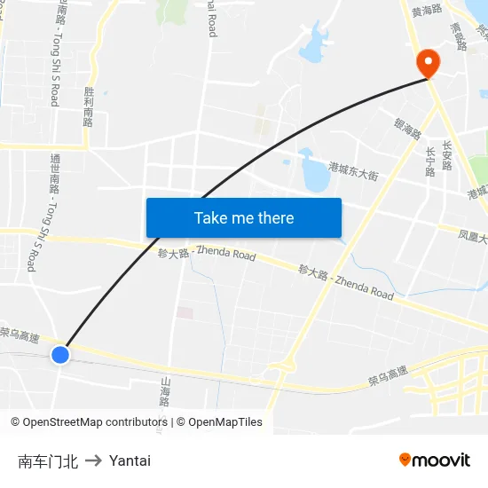 South Gate North to Yantai map