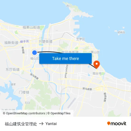 Fushan Construction Management Office to Yantai map