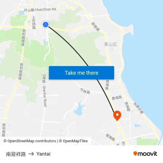 South Yingxiang Road to Yantai map