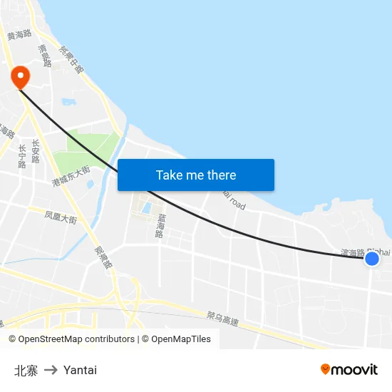 Beizhai to Yantai map