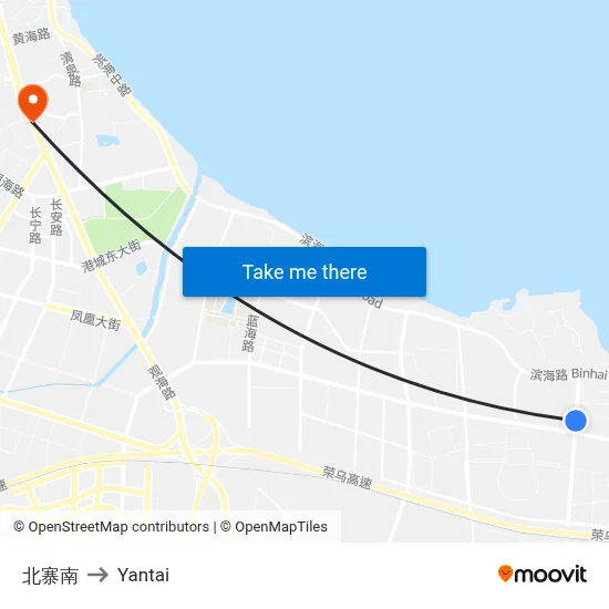 Beizhai South to Yantai map