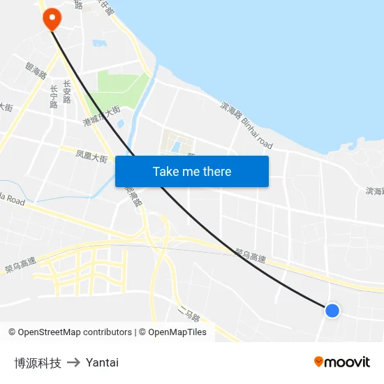 Boyuan Technology to Yantai map