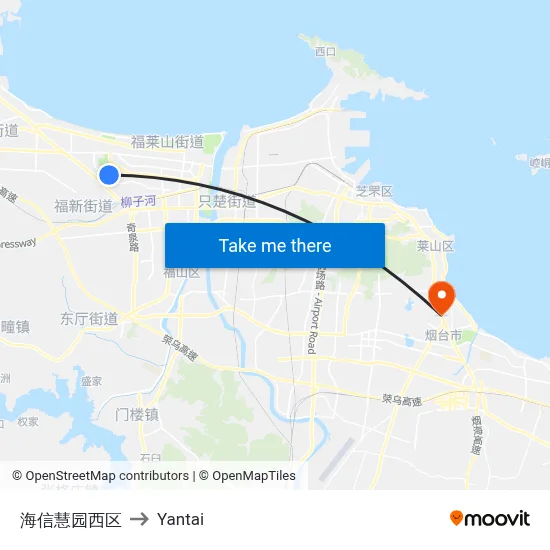 Hisense Wisdom Garden West to Yantai map