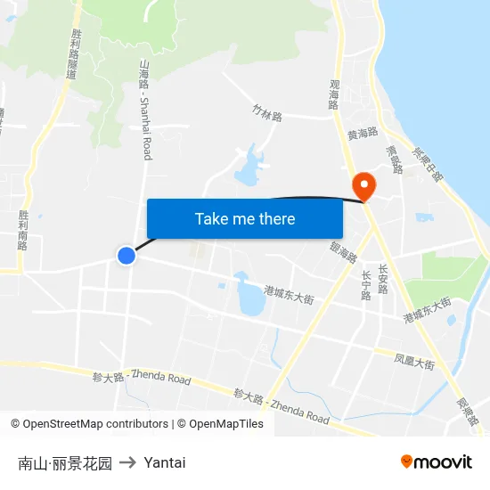 Nanshan Lijing Garden to Yantai map
