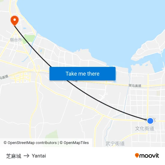 Zhima City to Yantai map