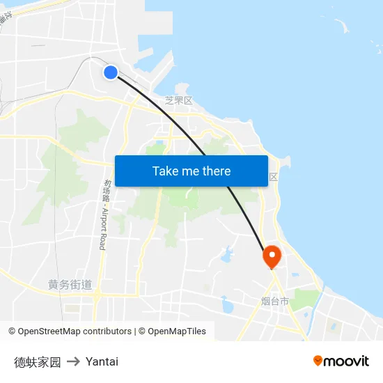Defu Garden to Yantai map
