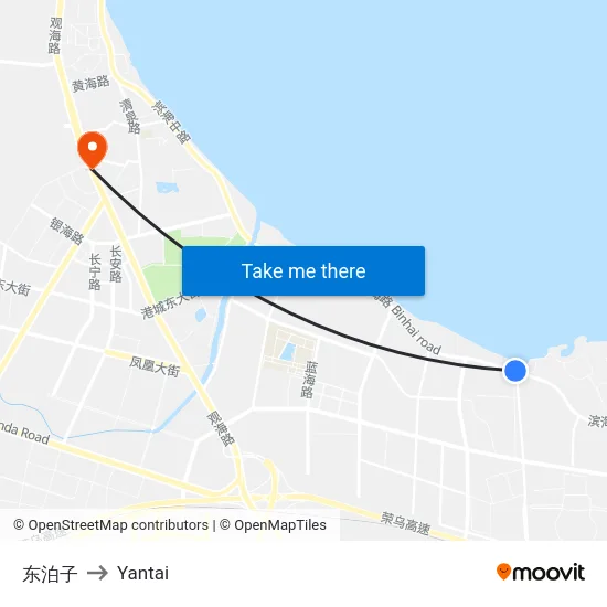 东泊子 to Yantai map