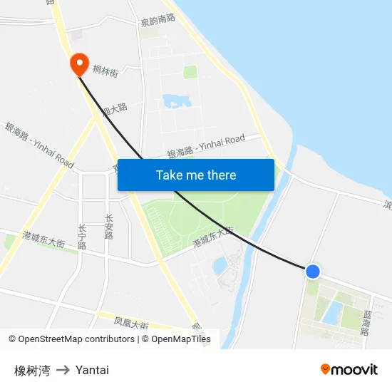 Oak Bay to Yantai map