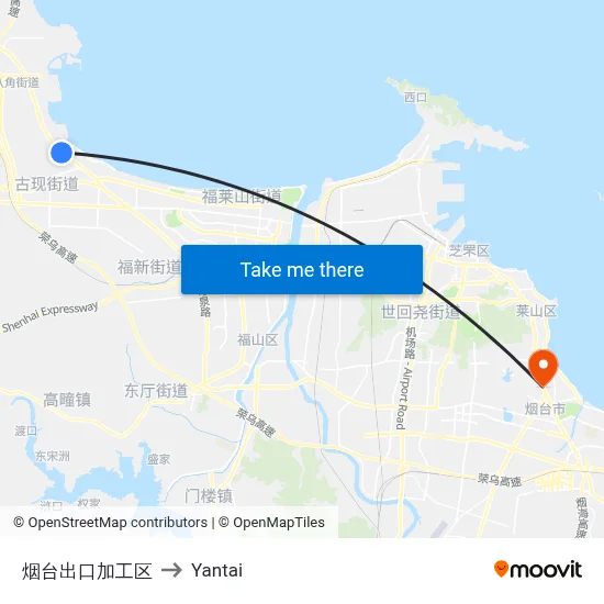 Yantai Export Processing Zone to Yantai map